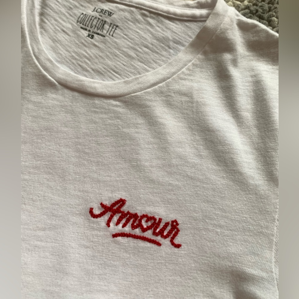 J.Crew white collectors tee embroidered